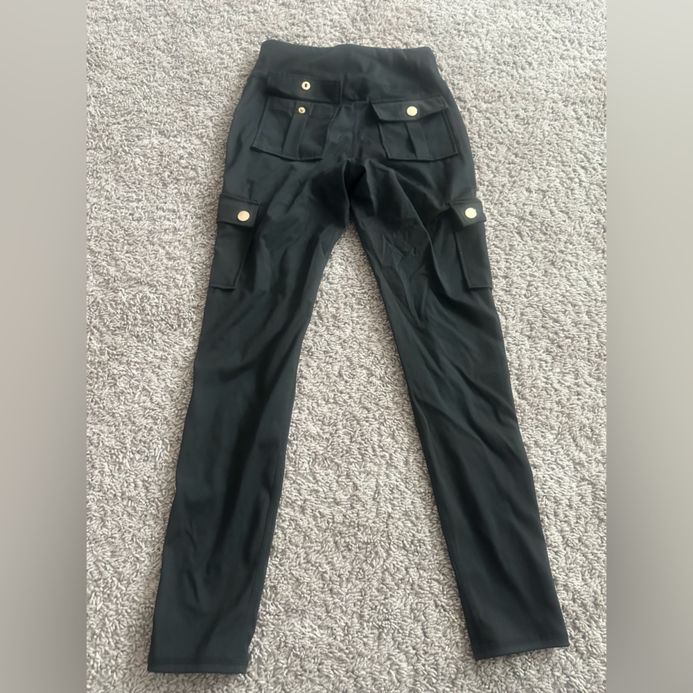 Black Cargo Pants With Gold Accents